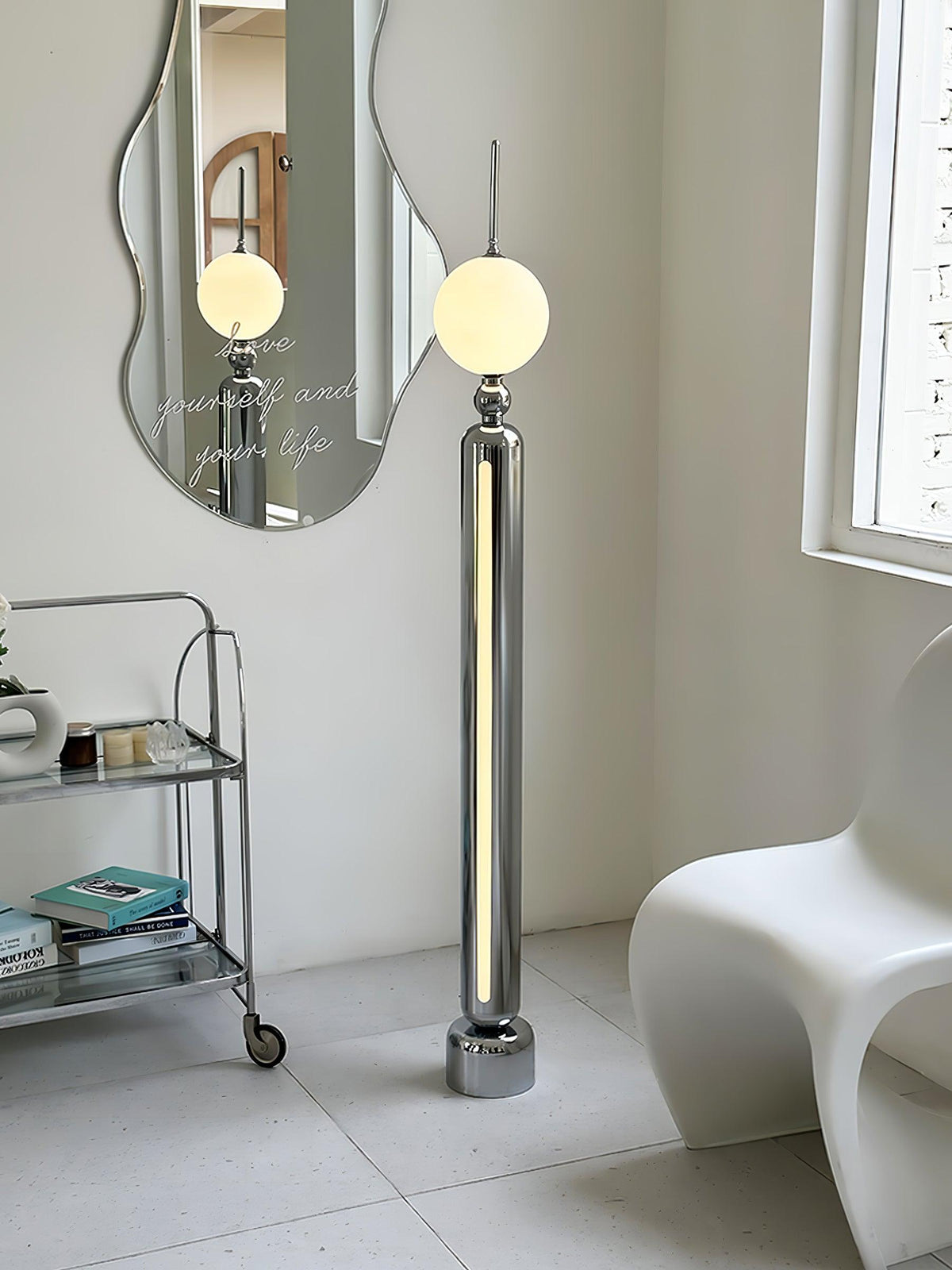 Ardinielle Futuristische vloerlamp van roestvrij staal