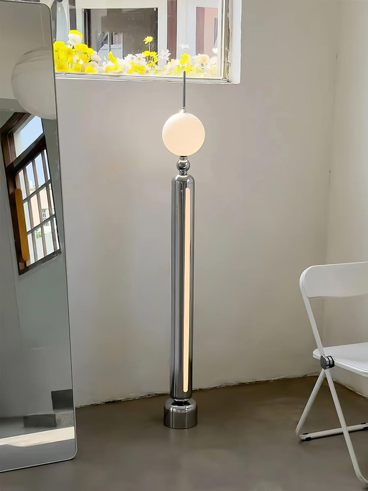 Ardinielle Futuristische vloerlamp van roestvrij staal