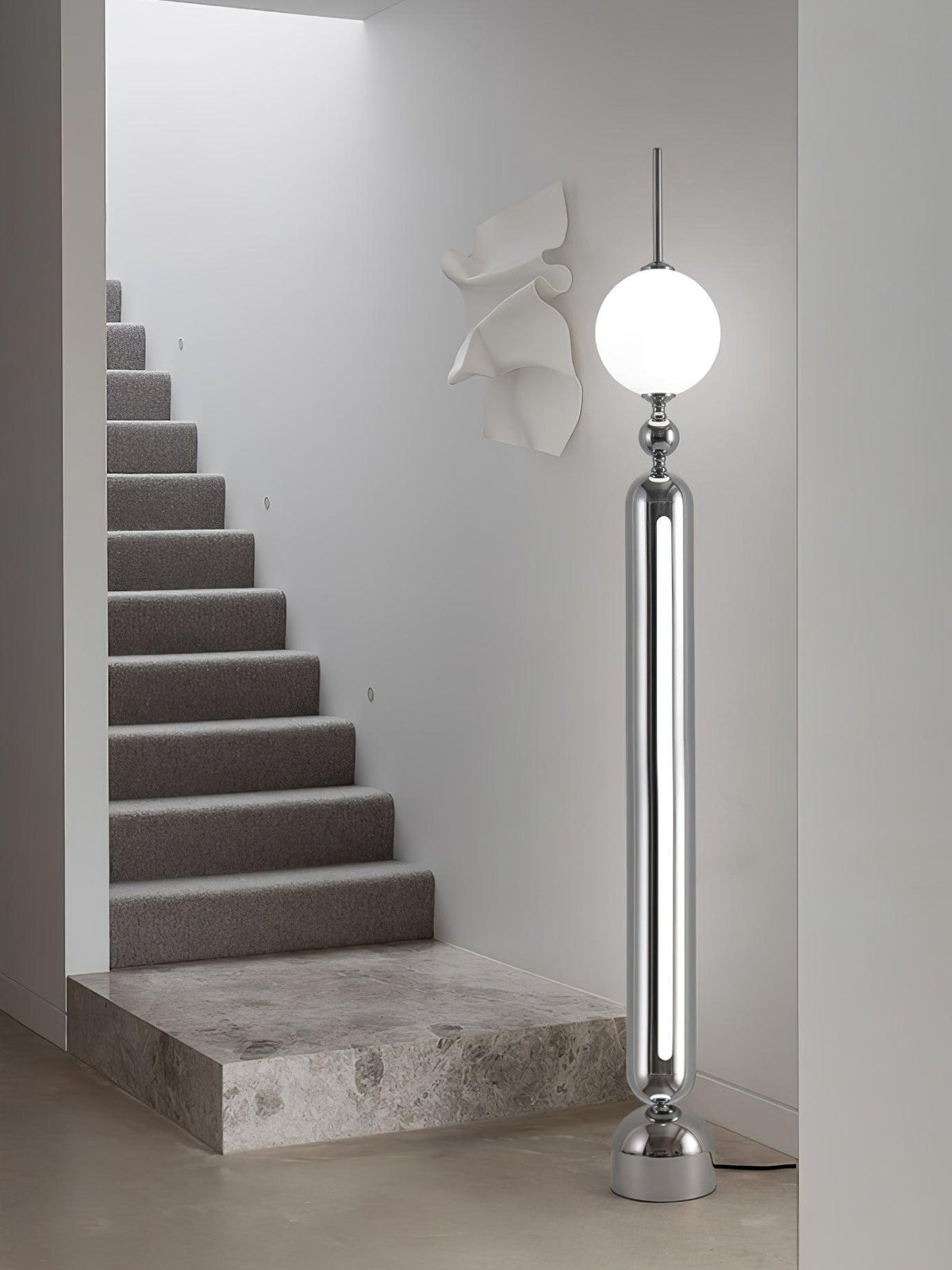 Ardinielle Futuristische vloerlamp van roestvrij staal