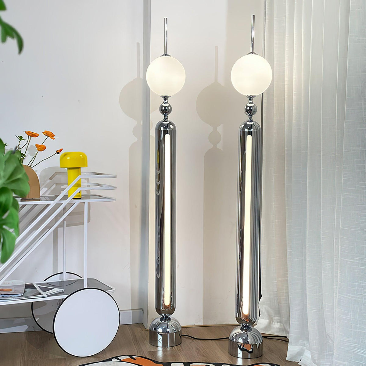 Ardinielle Futuristische vloerlamp van roestvrij staal