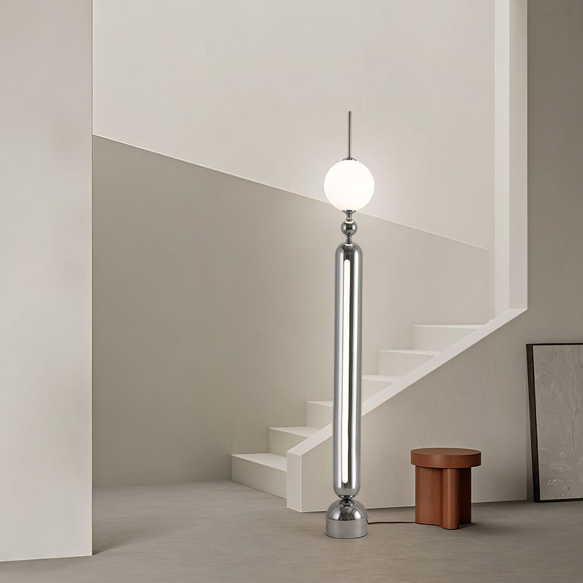 Ardinielle Futuristische vloerlamp van roestvrij staal