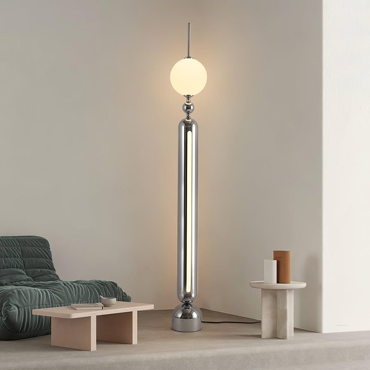 Ardinielle Futuristische vloerlamp van roestvrij staal