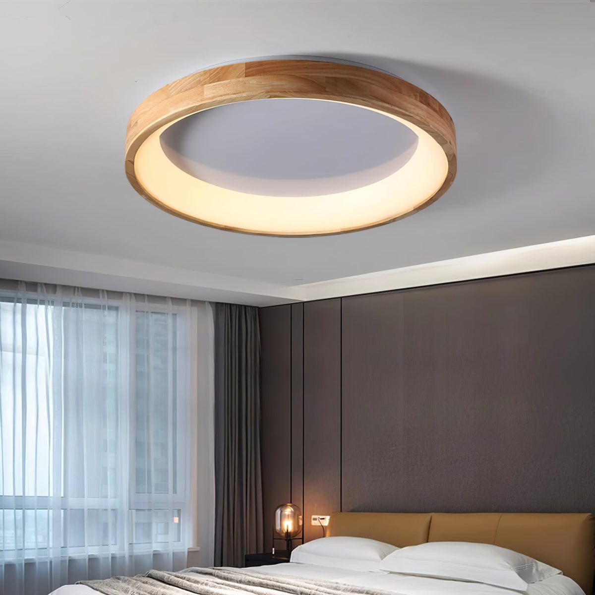 Uphae Moderne plafondlamp van hout met minimalistisch vierkant ontwerp