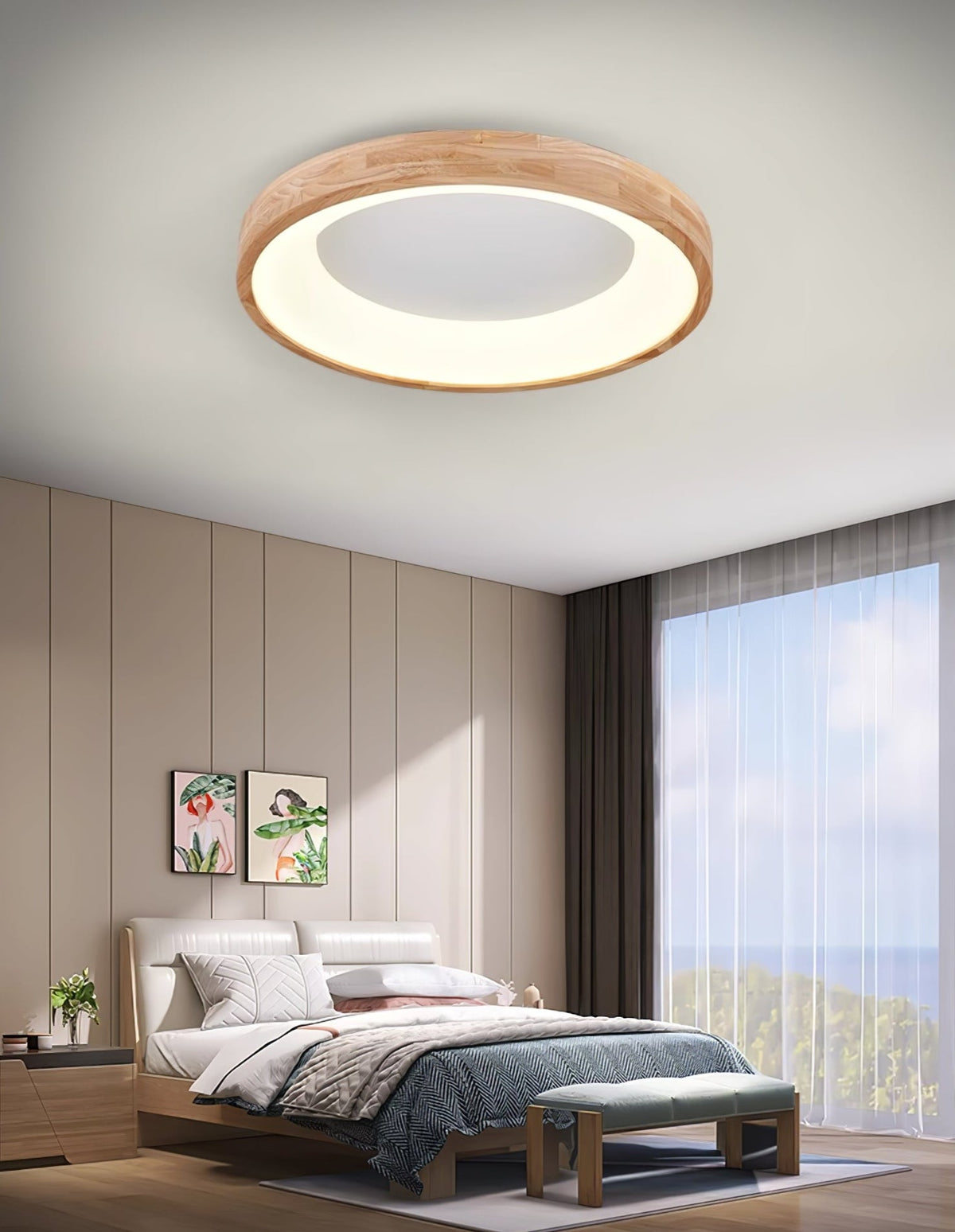 Uphae Moderne plafondlamp van hout met minimalistisch vierkant ontwerp