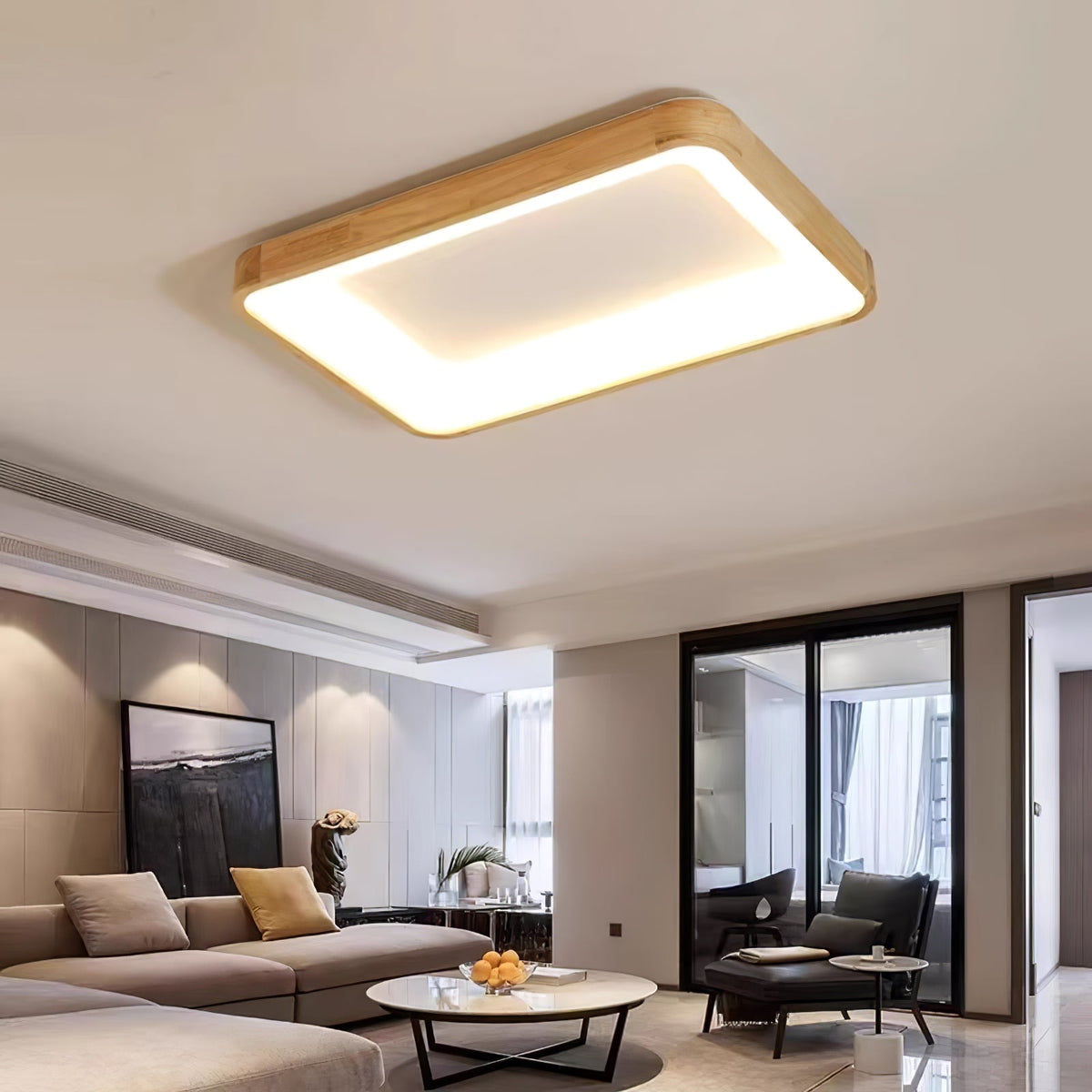 Uphae Moderne plafondlamp van hout met minimalistisch vierkant ontwerp