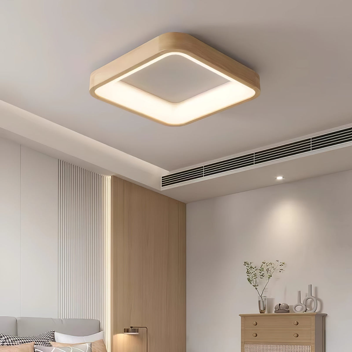 Uphae Moderne plafondlamp van hout met minimalistisch vierkant ontwerp
