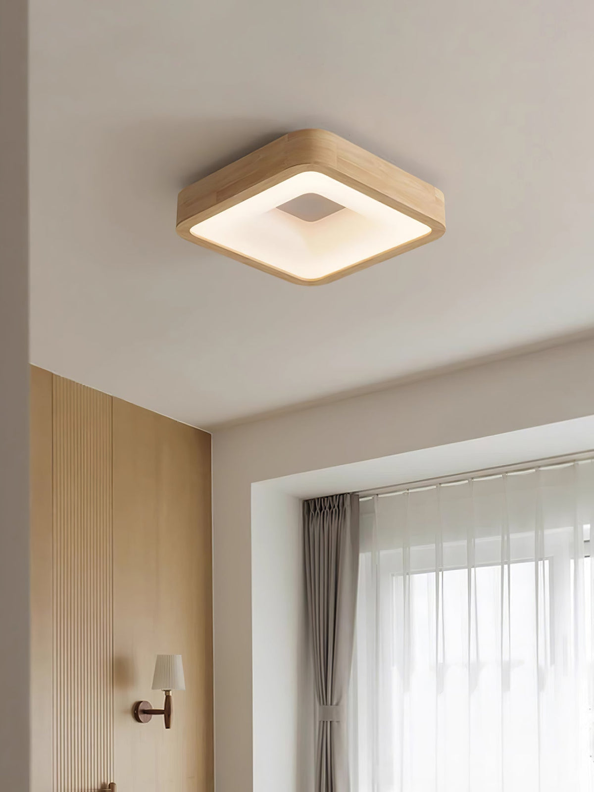 Uphae Moderne plafondlamp van hout met minimalistisch vierkant ontwerp