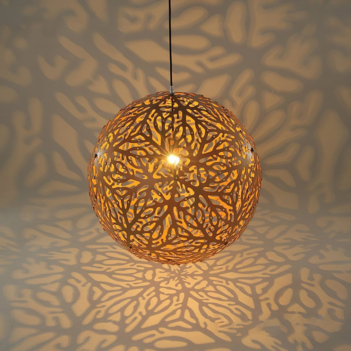 Rininia hanglamp geometrisch geweven hout