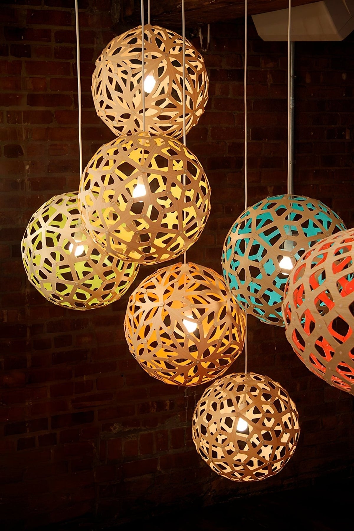 Rininia hanglamp geometrisch geweven hout