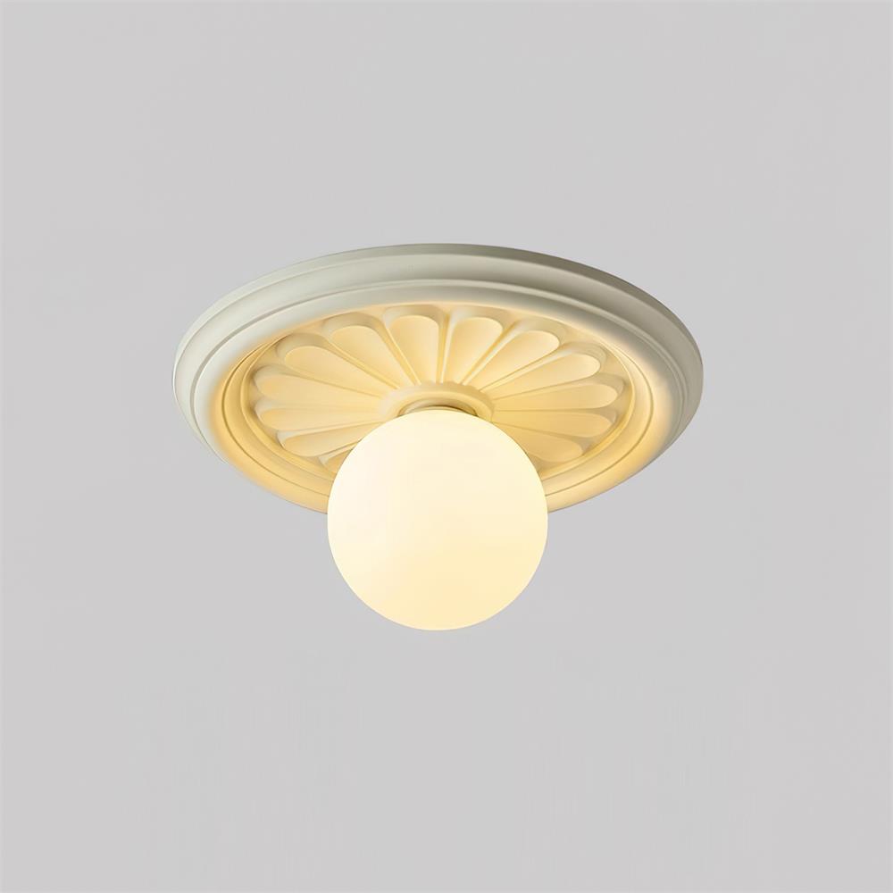 Elya vintage plafondlamp met houtsnijwerk en bolkap