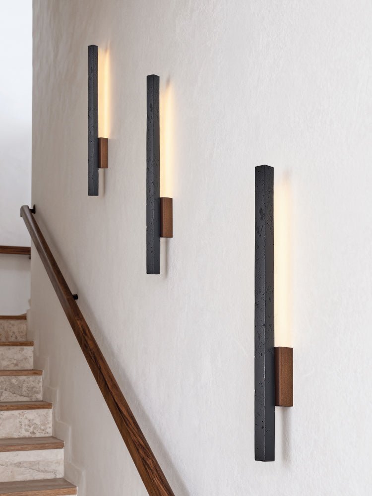 Juna Slim Zwart travertin Lineaire wandlamp