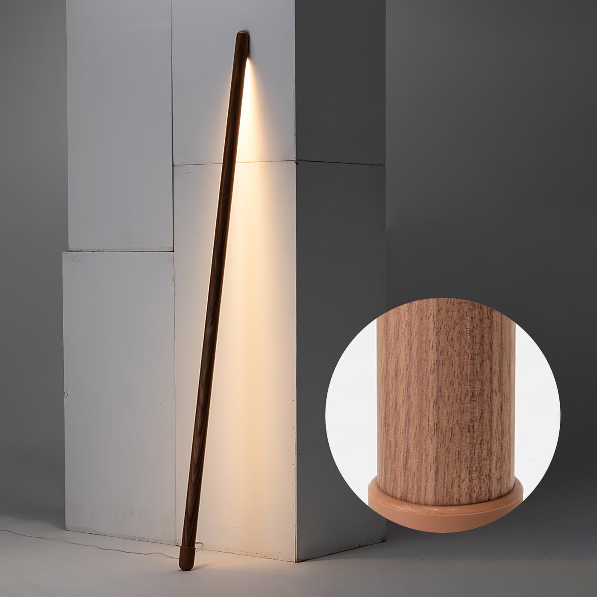 Echo Lineaire moderne vloerlamp van walnoothout