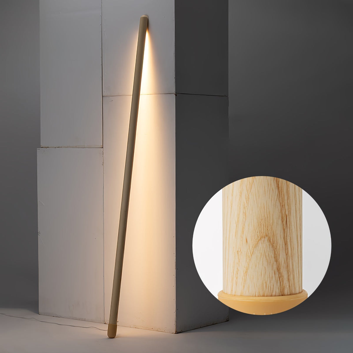 Echo Lineaire moderne vloerlamp van walnoothout
