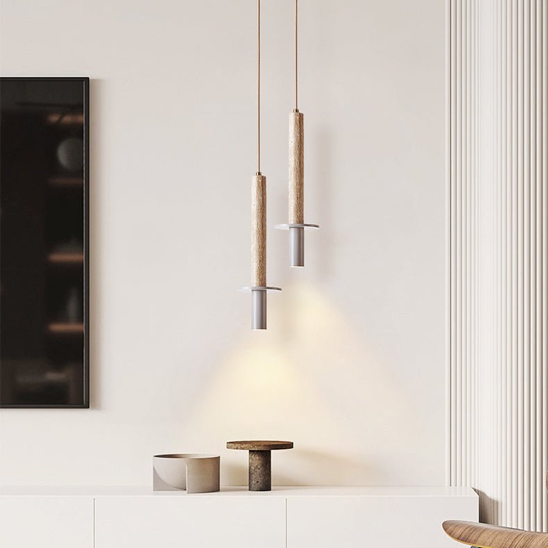 Wren Slank Geel Travertin Hanglamp
