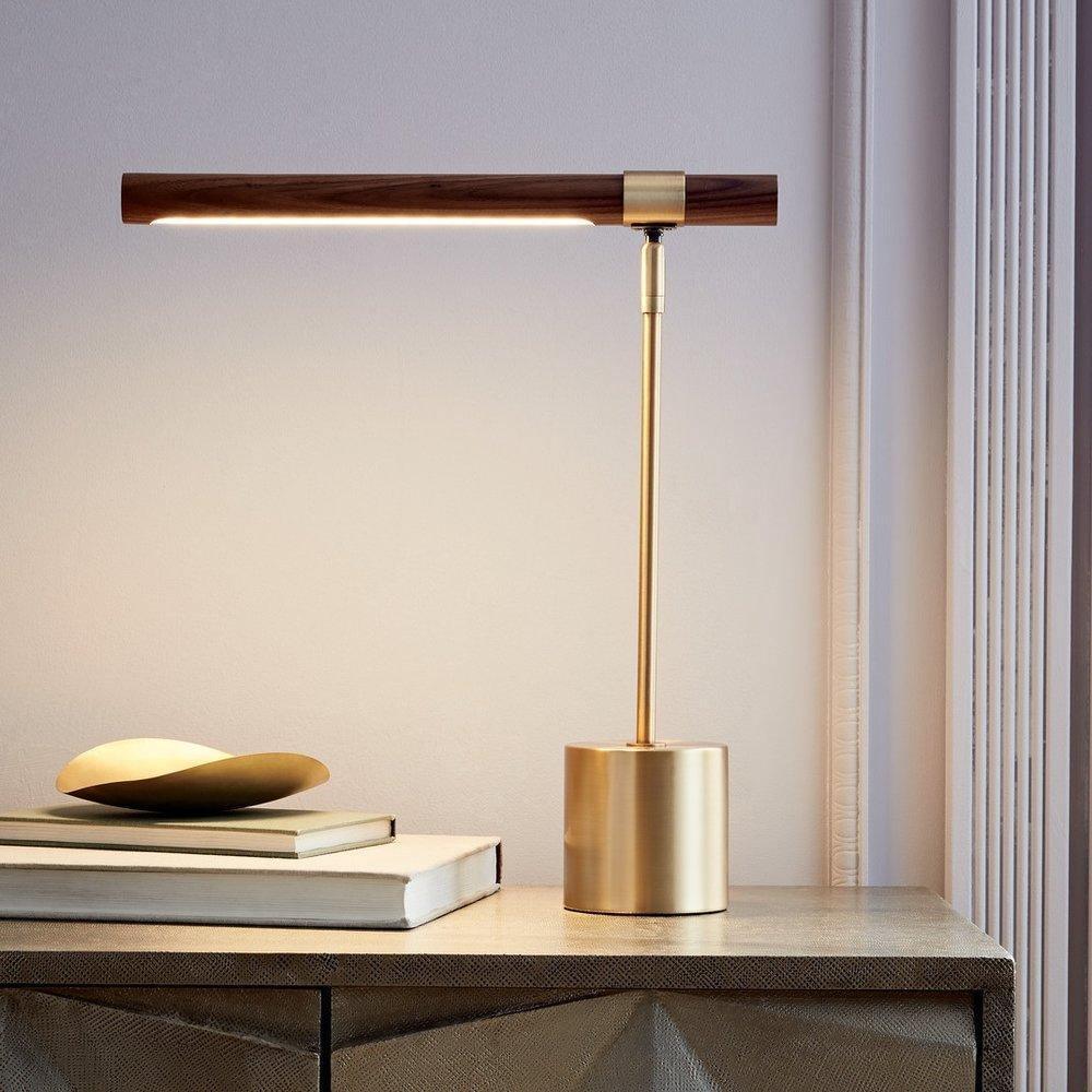 Elauine Minimalistische tafellamp met Lineair Houtaccent