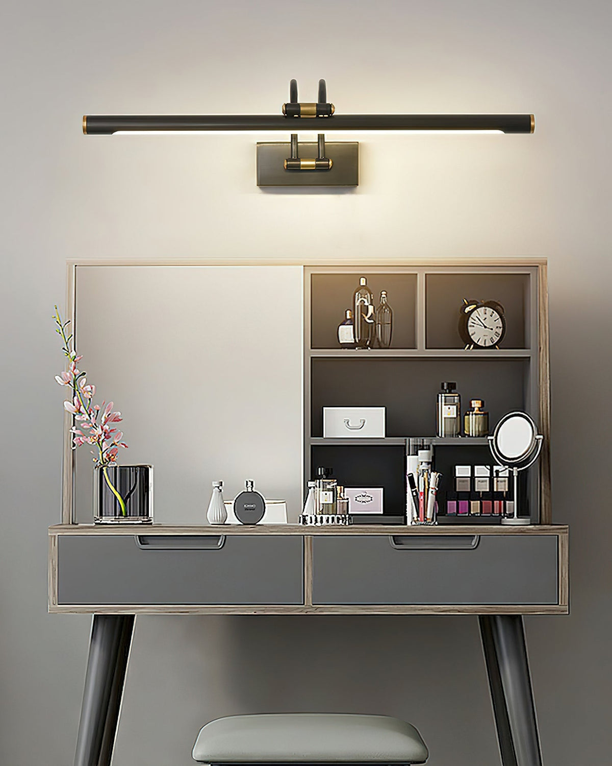 Solarielle Linear Vanity wandlamp van messing