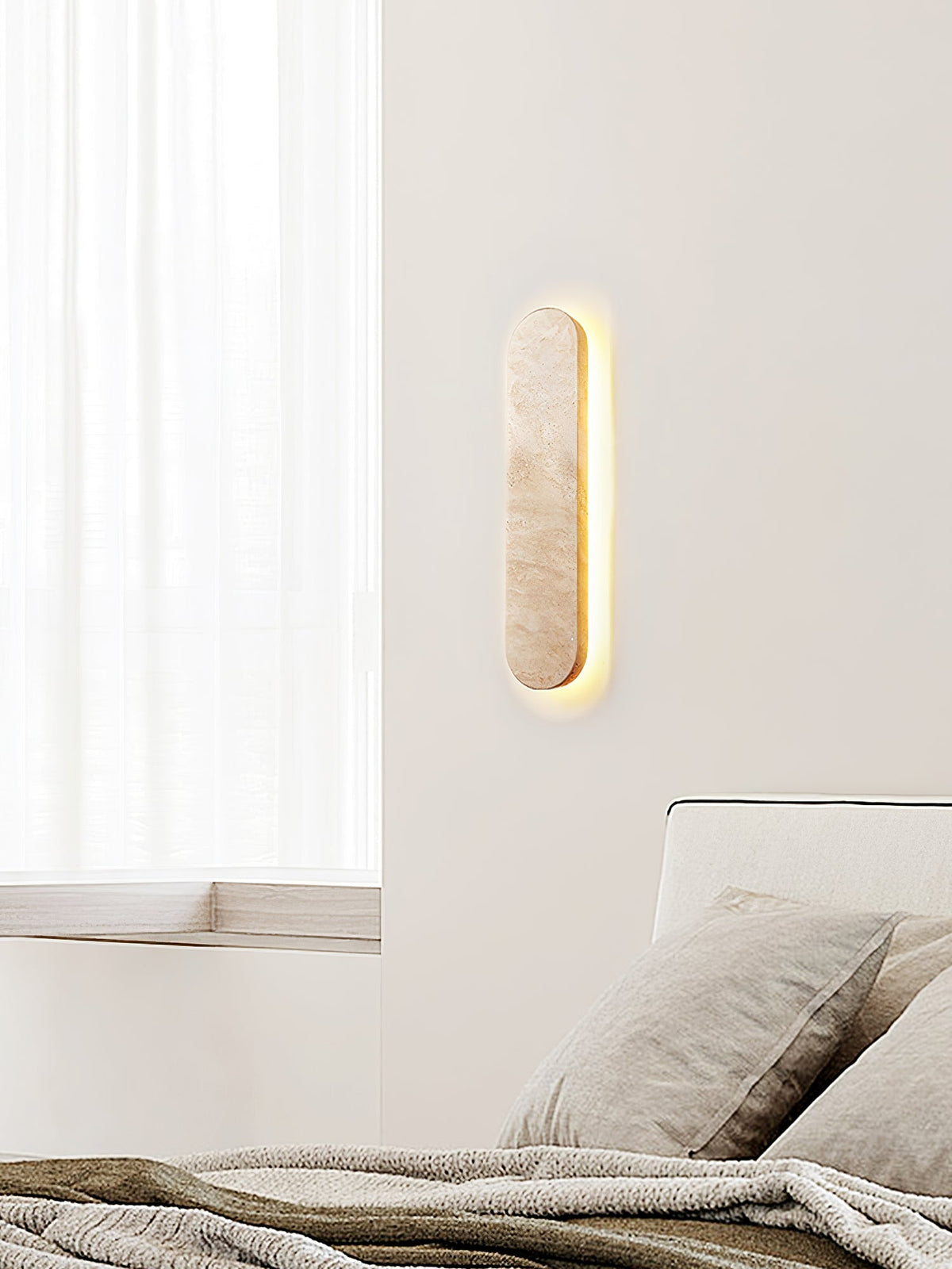Elraee Geel travertin wandlamp