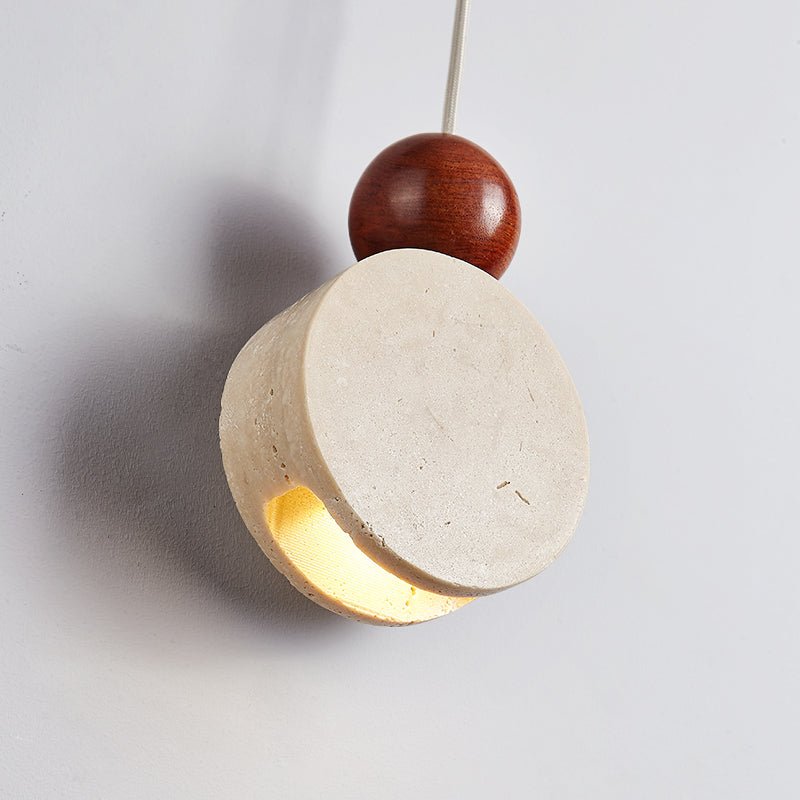 Opal hanglamp van geel travertin