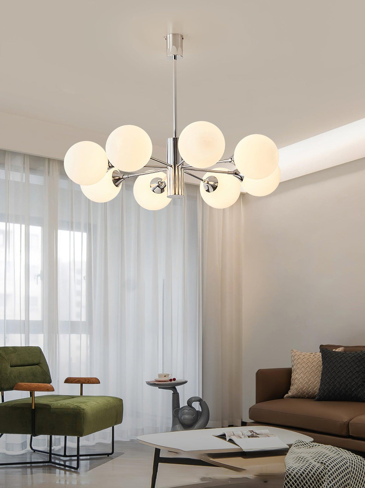 Eirivaria Kroonluchter chroom glas bollen