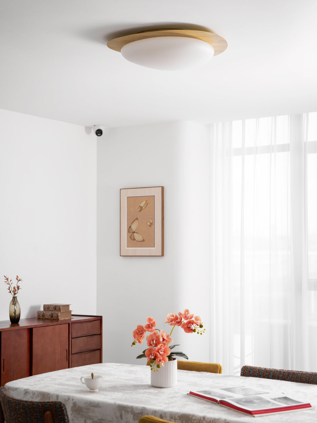 Sylenia plafondlamp kiezelvormige walnoot acryl LED