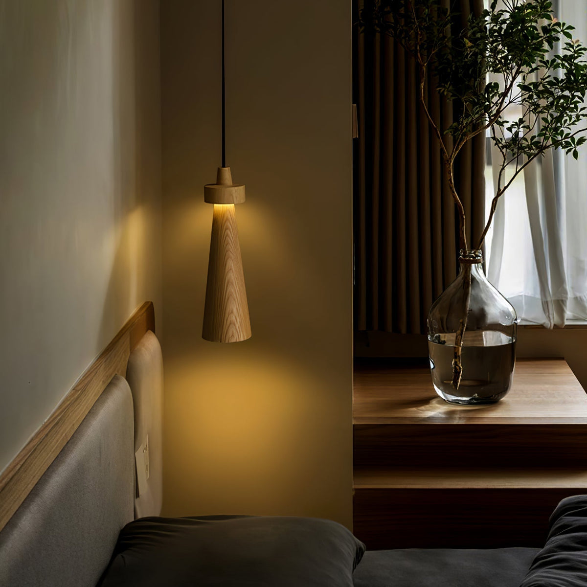Tesno Minimalistische hanglamp van walnoothout