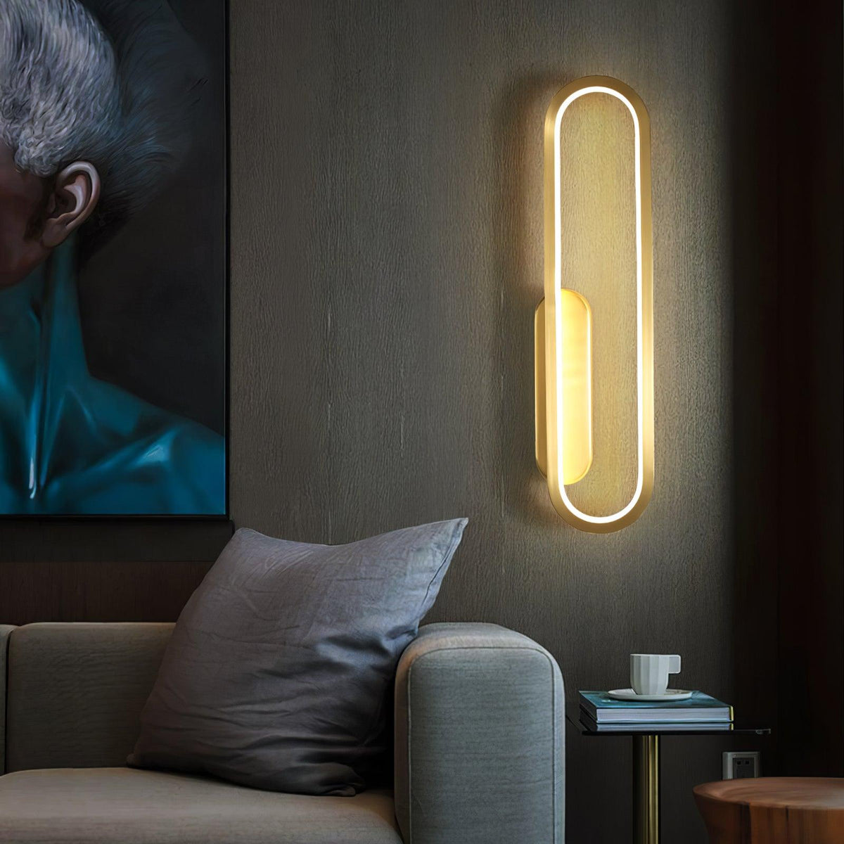 Dhu klassieke Lange Ova wandlamp van messing