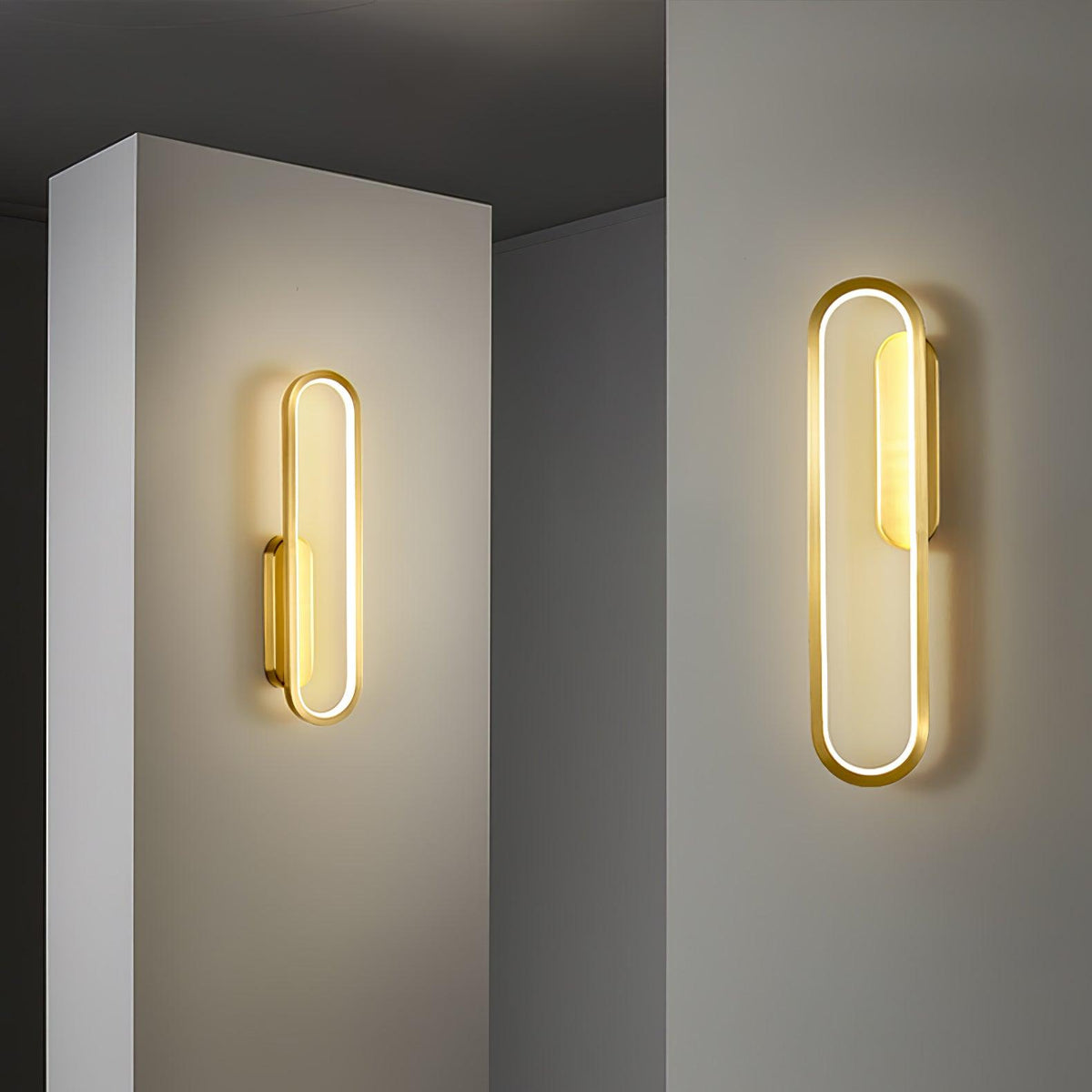 Dhu klassieke Lange Ova wandlamp van messing