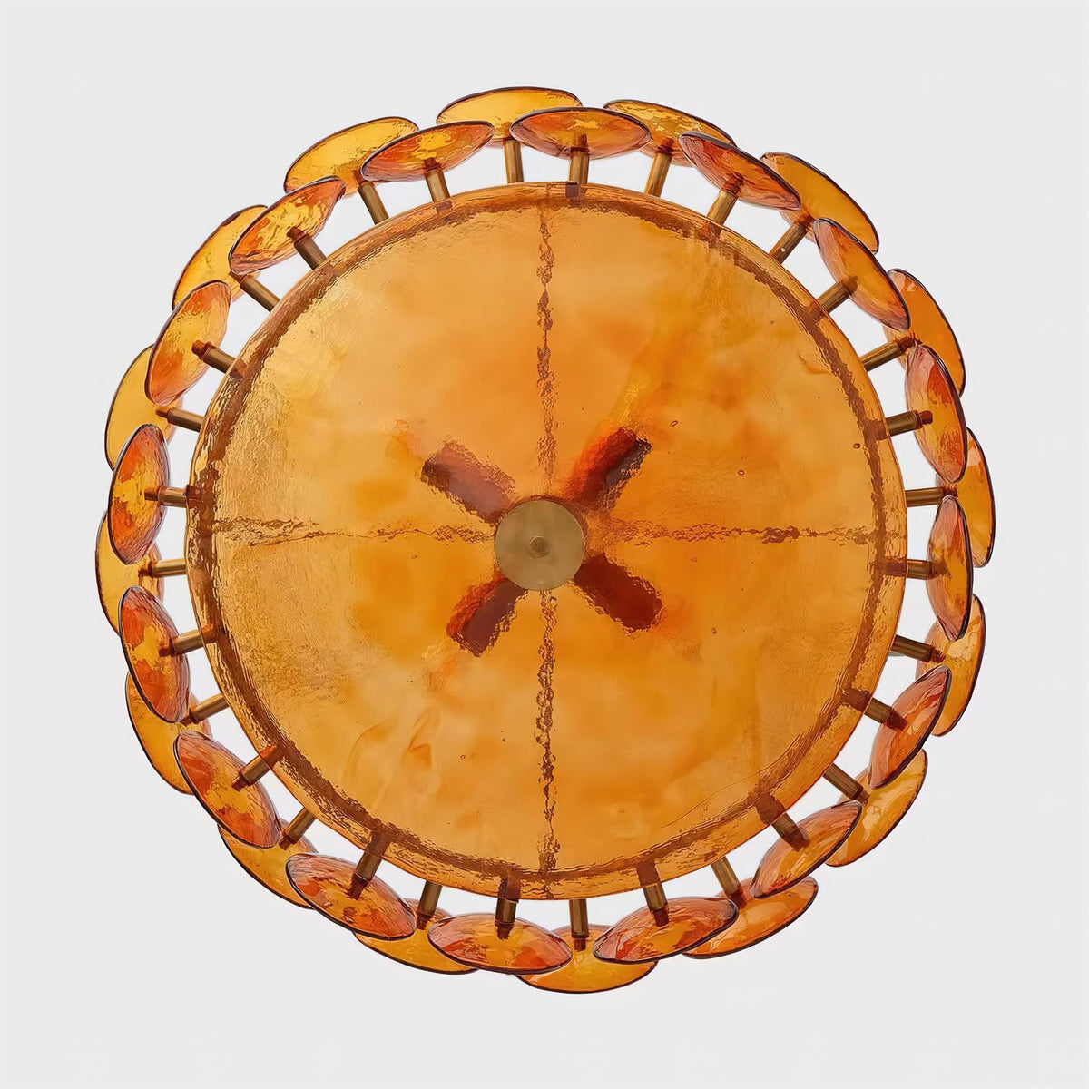 Selvora kroonluchter amber glas schijf elegant goud
