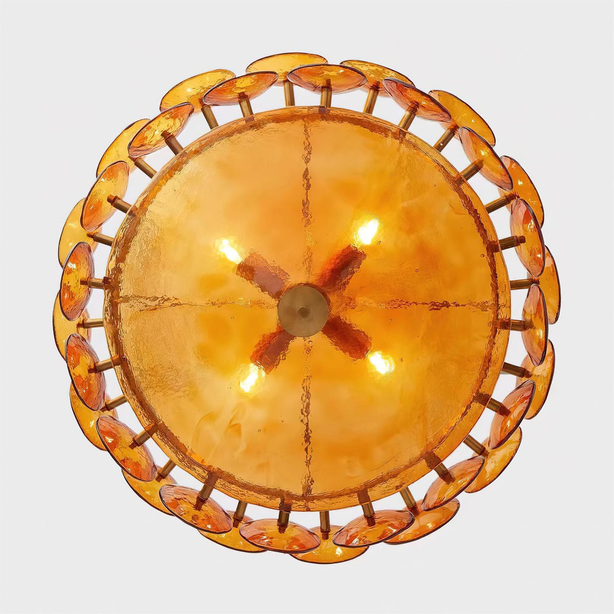 Selvora kroonluchter amber glas schijf elegant goud
