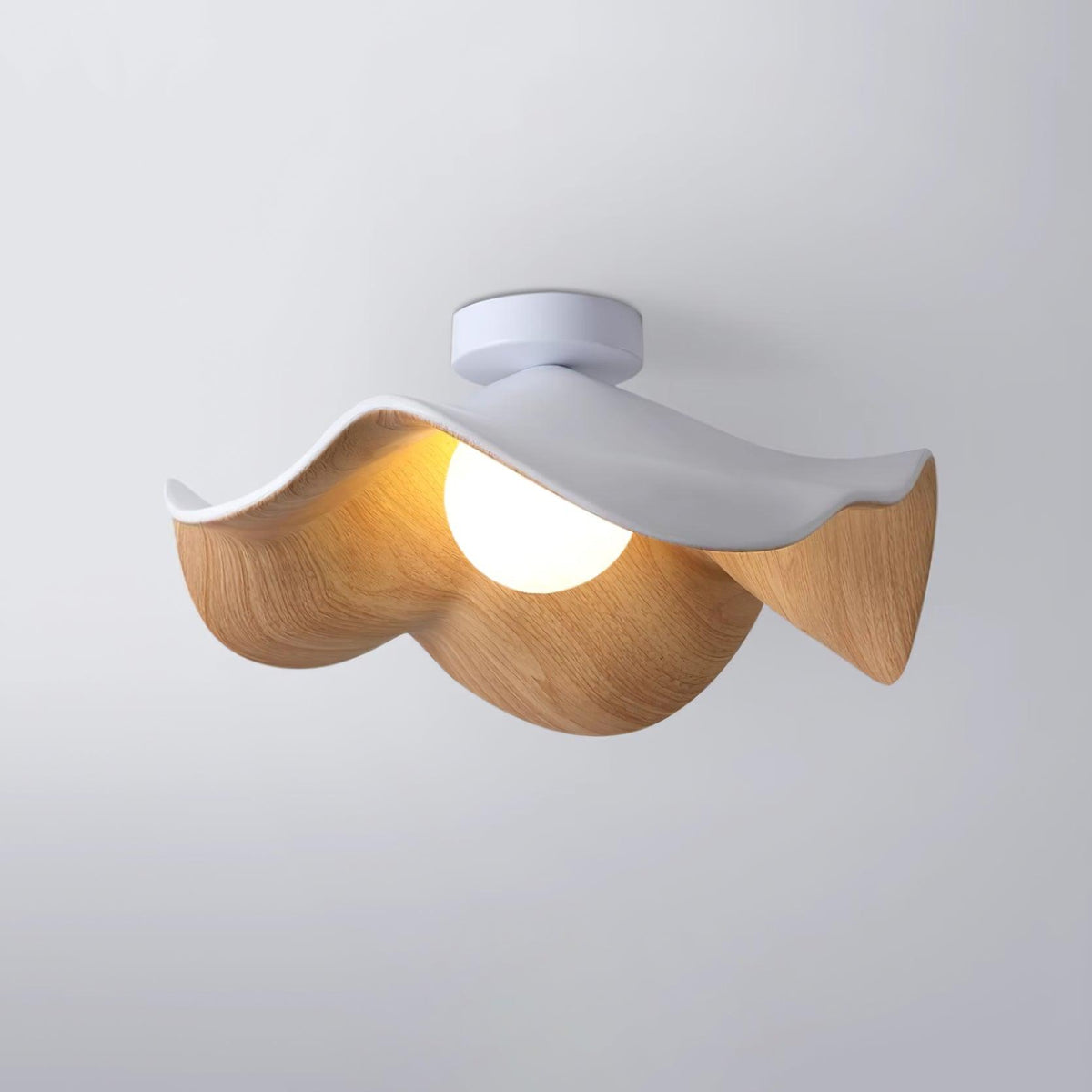 Belenor plafondlamp Lotus Leaf met witte afwerking en hout
