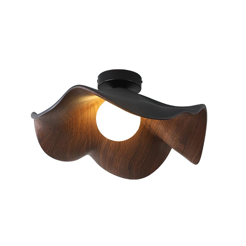 Belenor plafondlamp Lotus Leaf met witte afwerking en hout