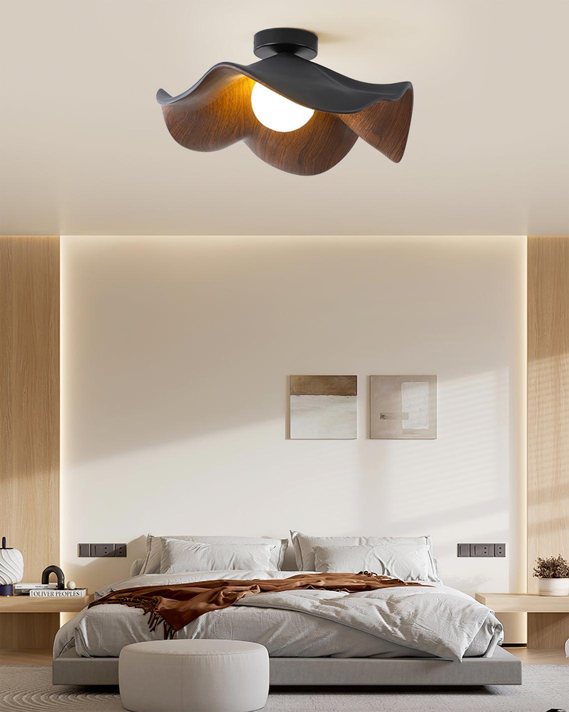 Belenor plafondlamp Lotus Leaf met witte afwerking en hout