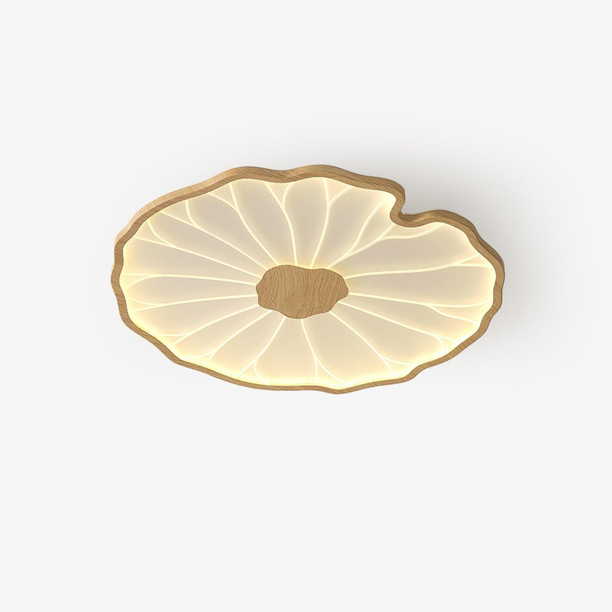 Rinorian plafondlamp Lotus Leaf met walnoot afwerking
