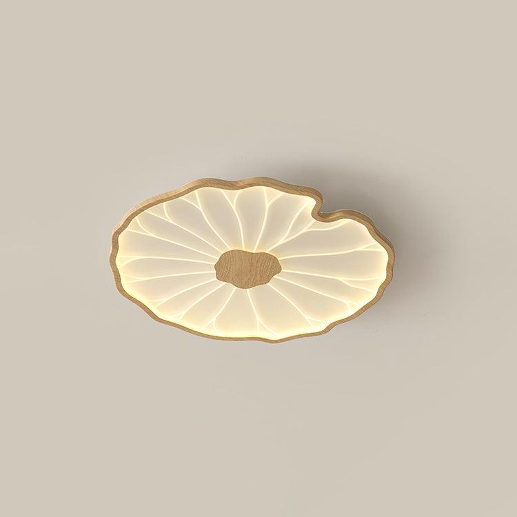 Rinorian plafondlamp Lotus Leaf met walnoot afwerking
