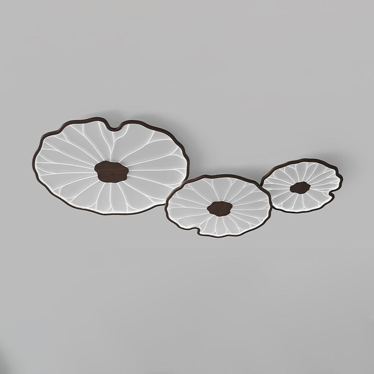 Rinorian plafondlamp Lotus Leaf met walnoot afwerking