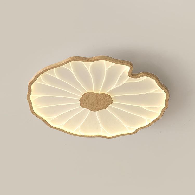 Rinorian plafondlamp Lotus Leaf met walnoot afwerking