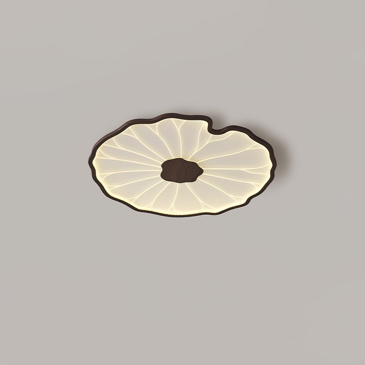 Rinorian plafondlamp Lotus Leaf met walnoot afwerking