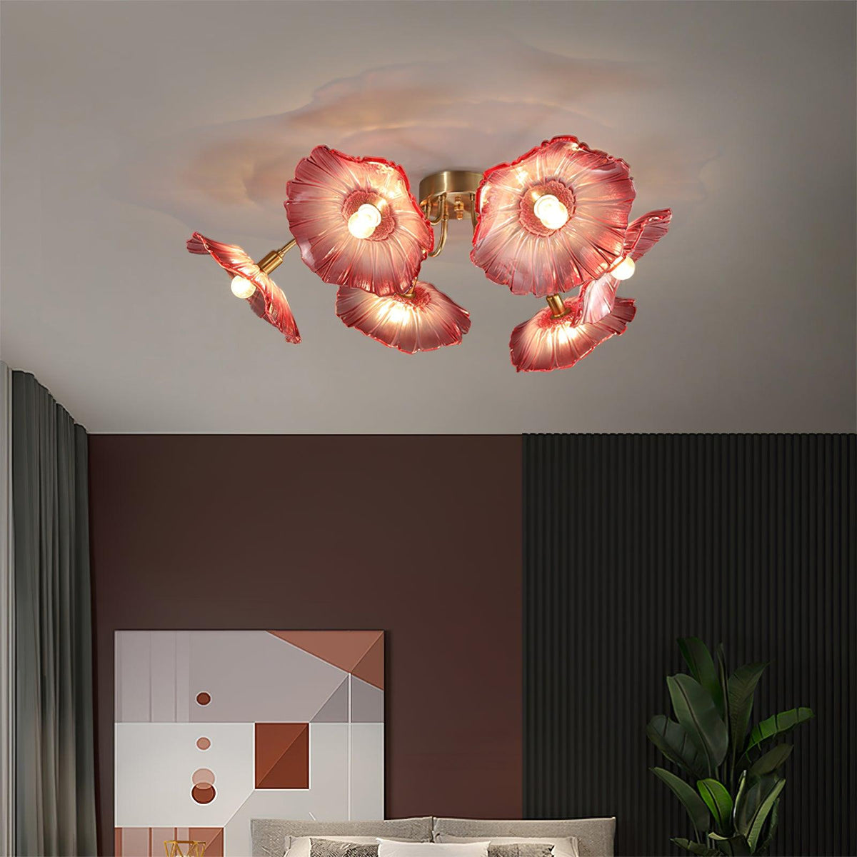 Lioruina messing plafondlamp van glas met bladglas en goudkleurige afwerking