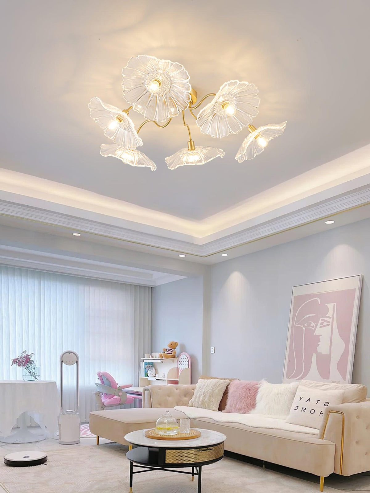 Lioruina messing plafondlamp van glas met bladglas en goudkleurige afwerking