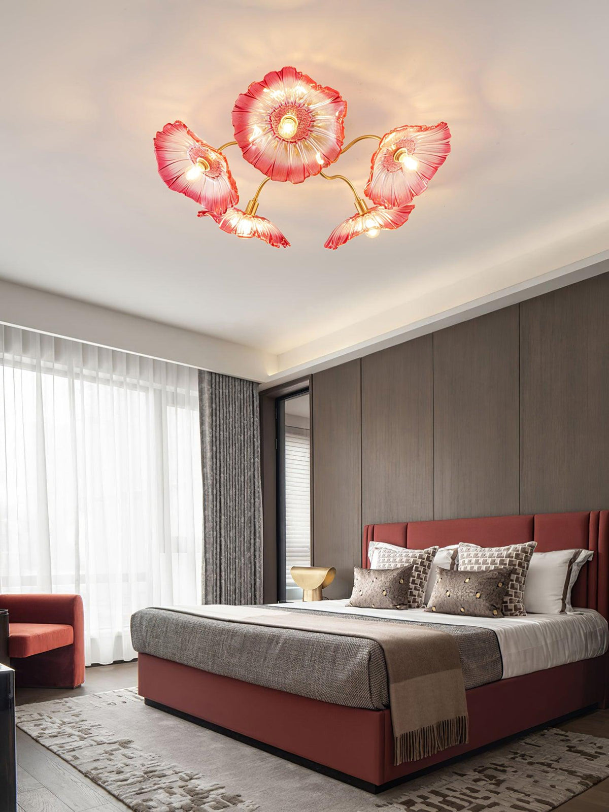 Lioruina messing plafondlamp van glas met bladglas en goudkleurige afwerking