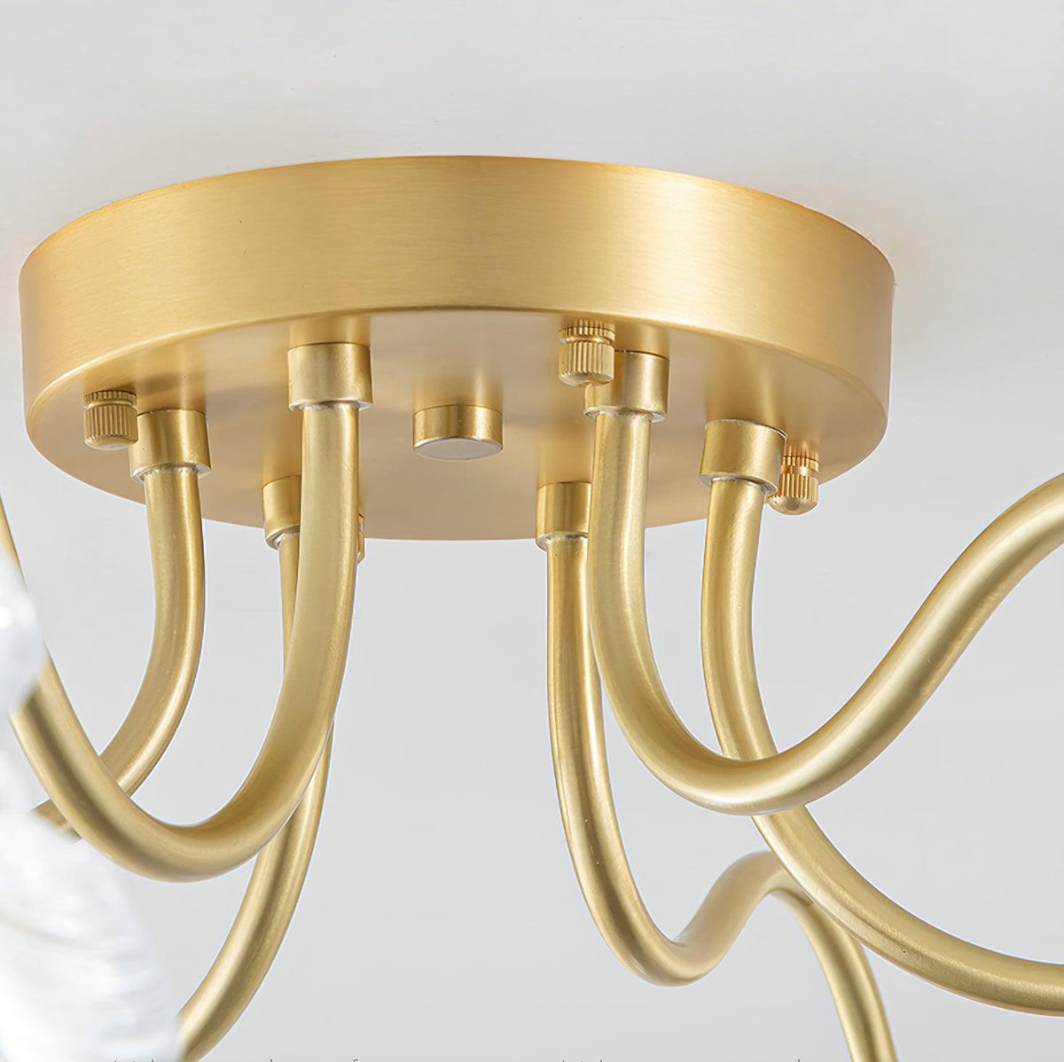 Lioruina messing plafondlamp van glas met bladglas en goudkleurige afwerking