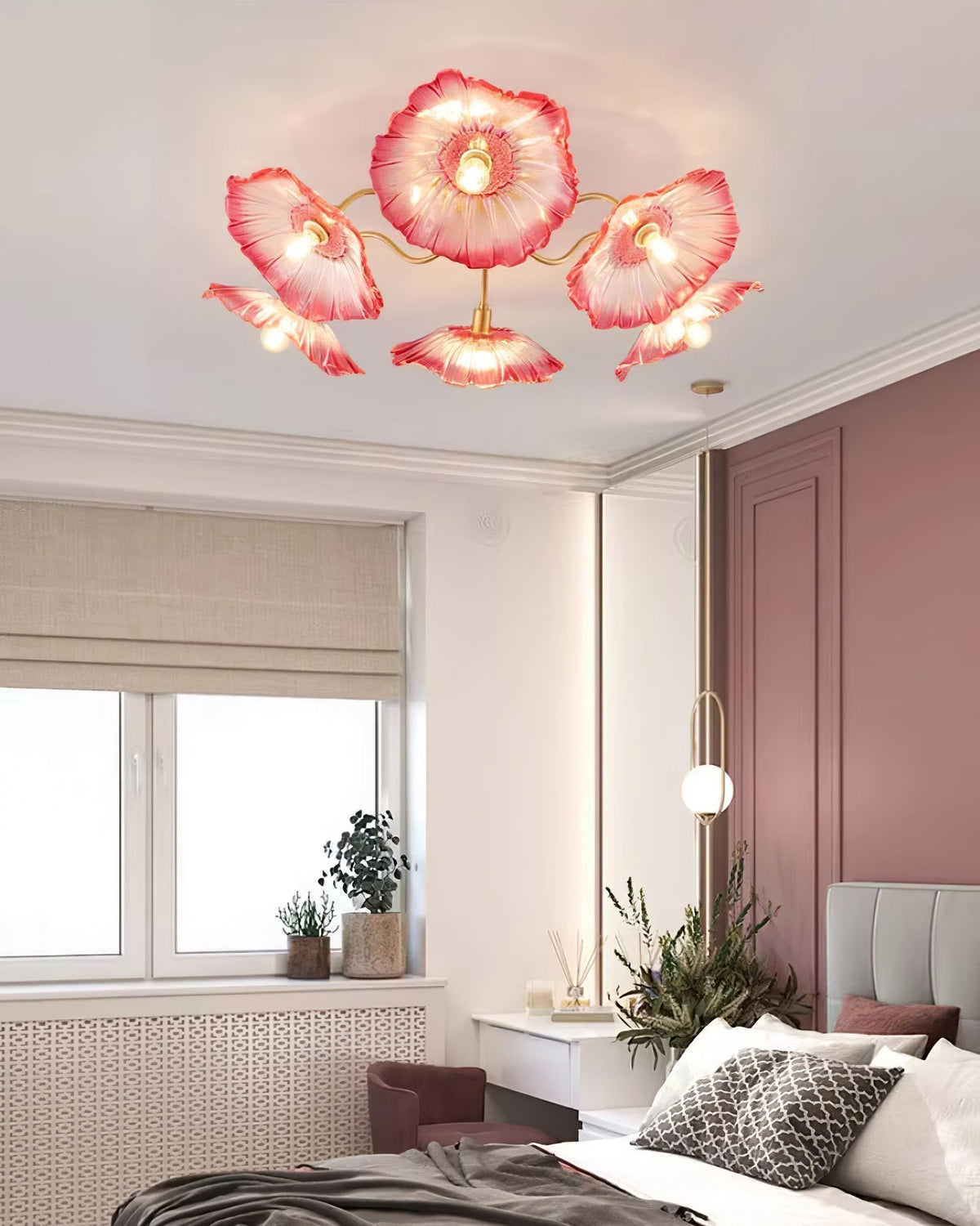 Lioruina messing plafondlamp van glas met bladglas en goudkleurige afwerking