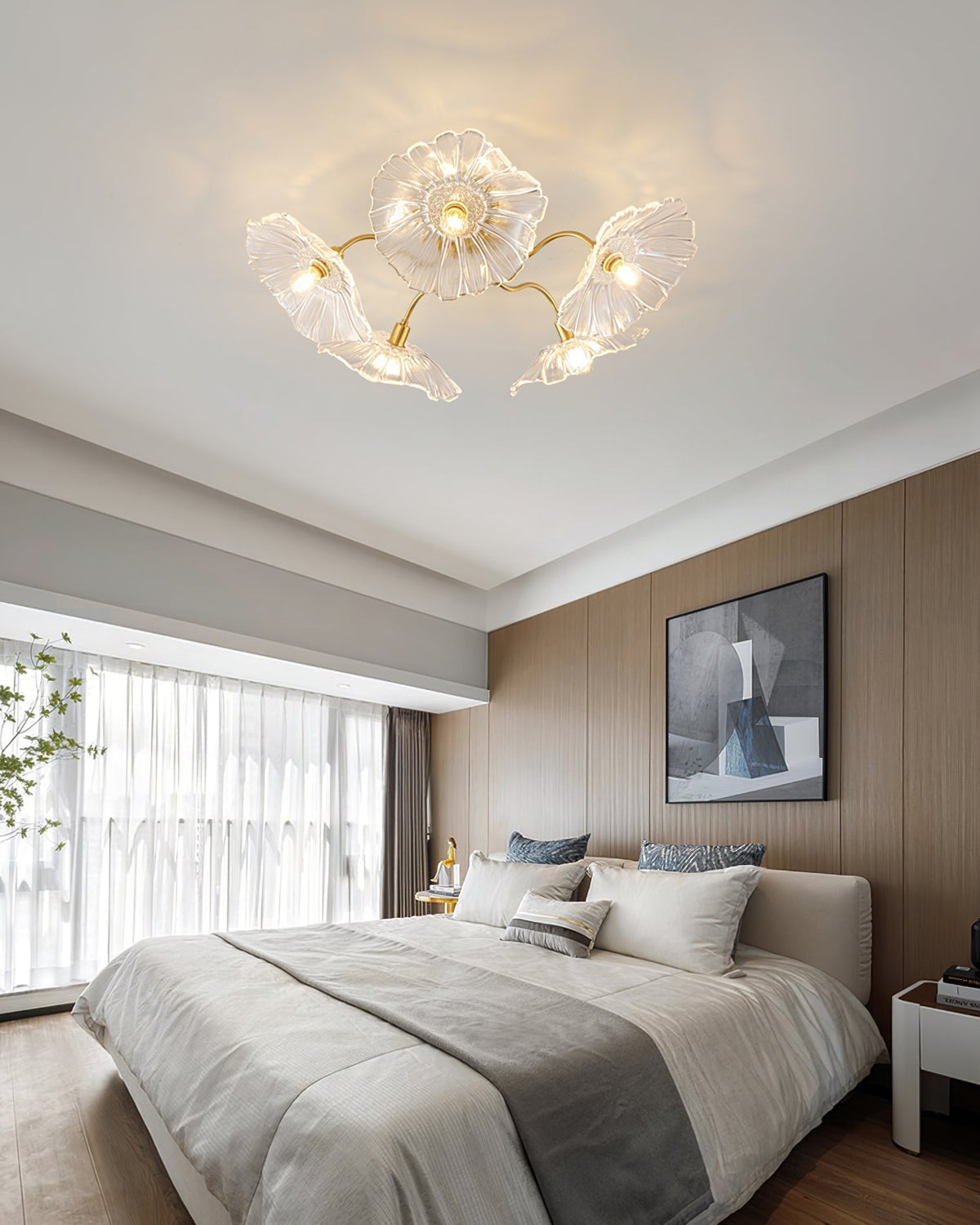 Lioruina messing plafondlamp van glas met bladglas en goudkleurige afwerking