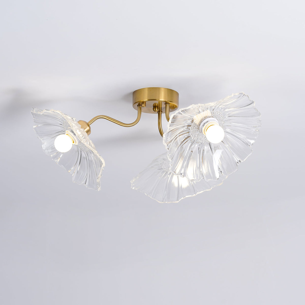Lioruina messing plafondlamp van glas met bladglas en goudkleurige afwerking
