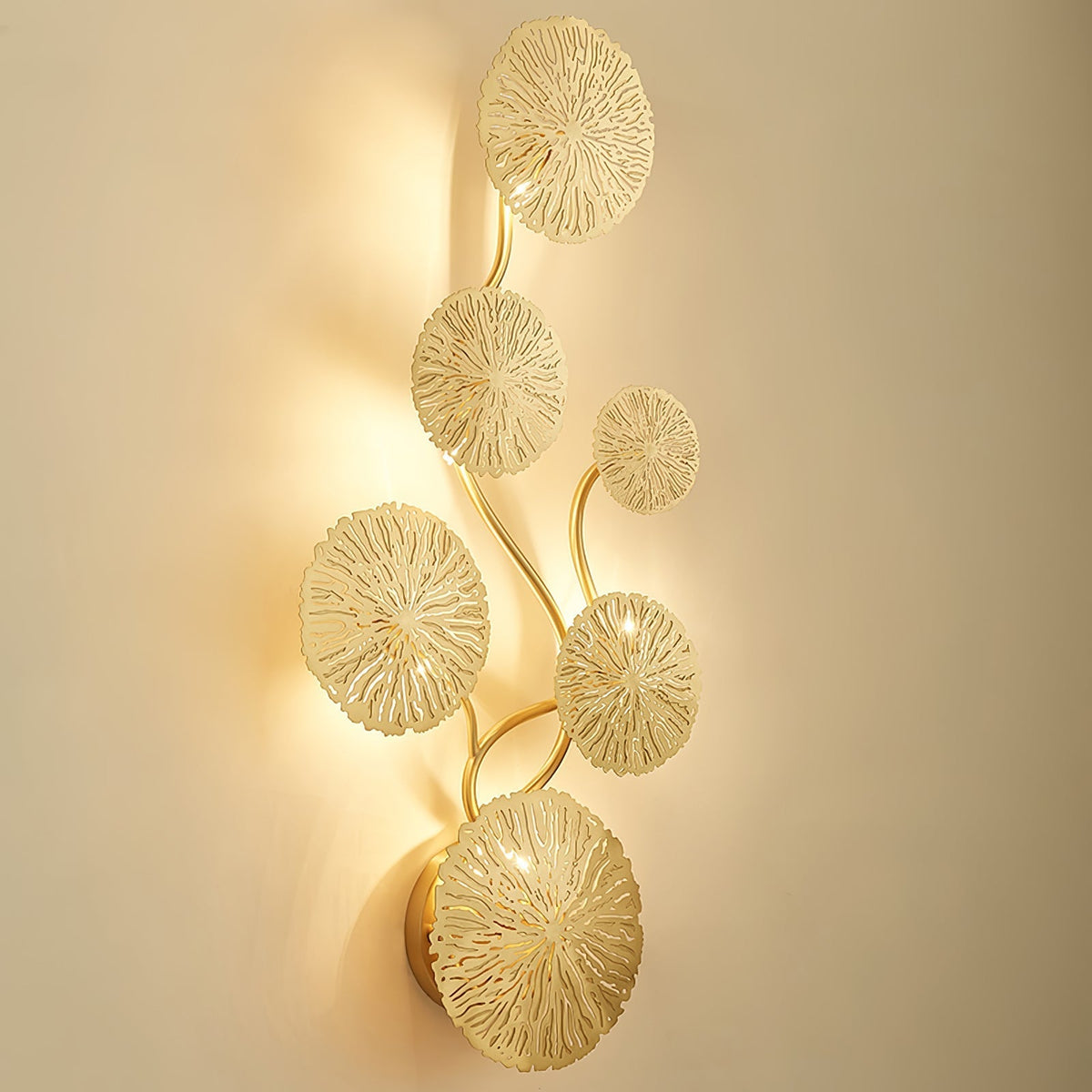 Rylso wandlamp Lotusbladeren messing