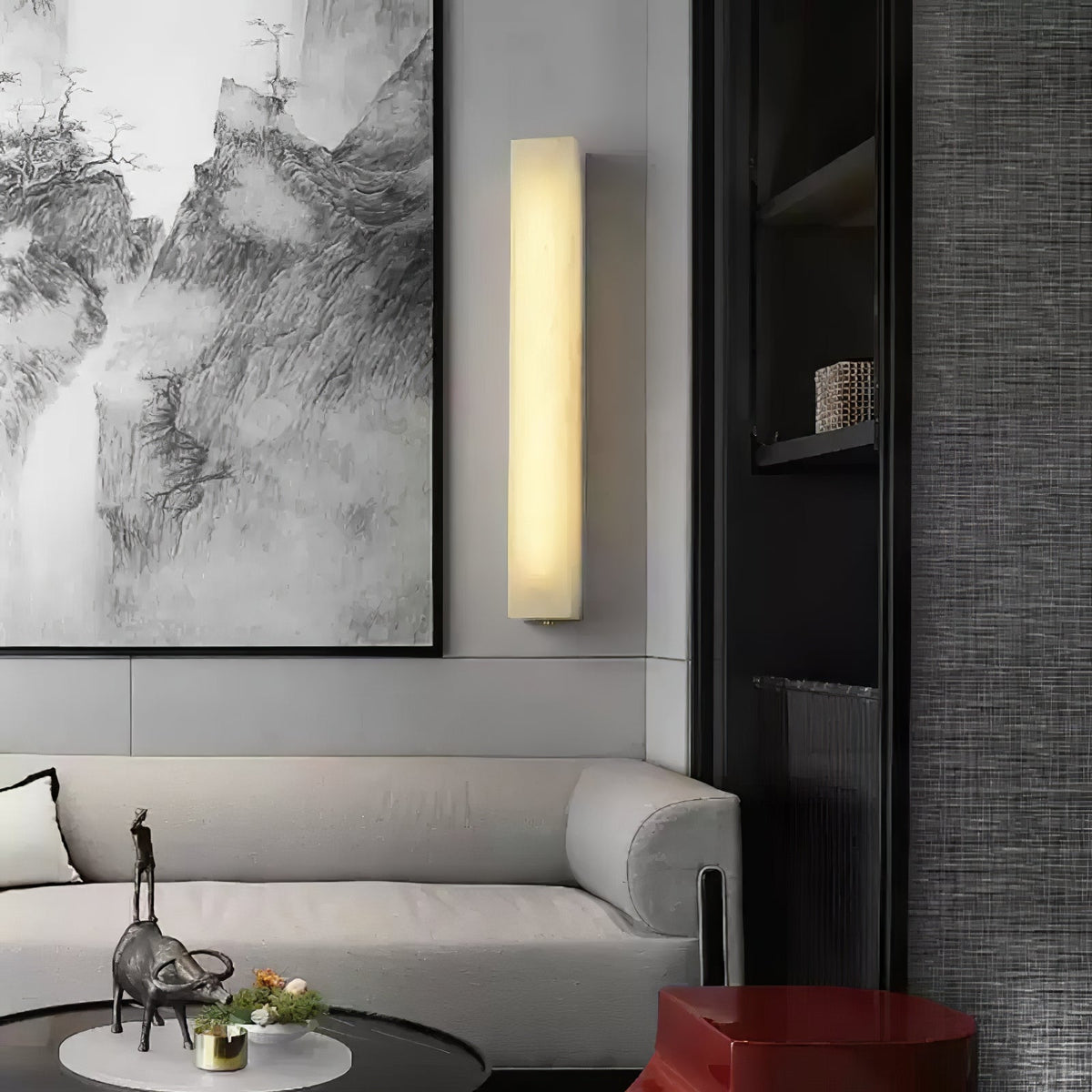 Alborella cilindrische wandlamp van albast