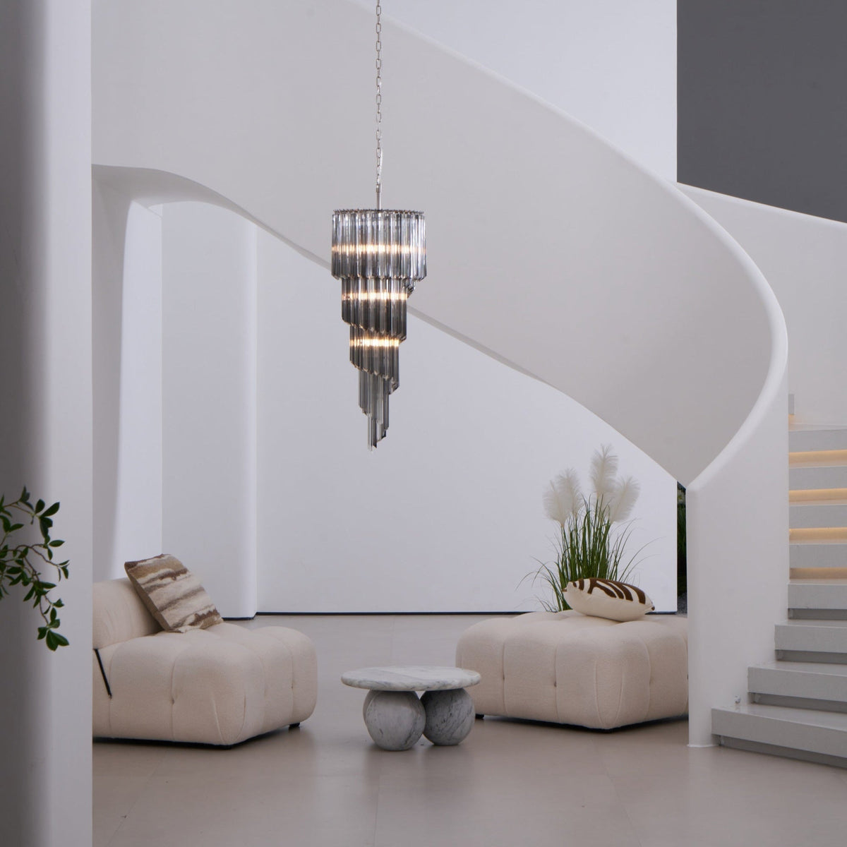 Velarella kroonluchter rookglas spiraal