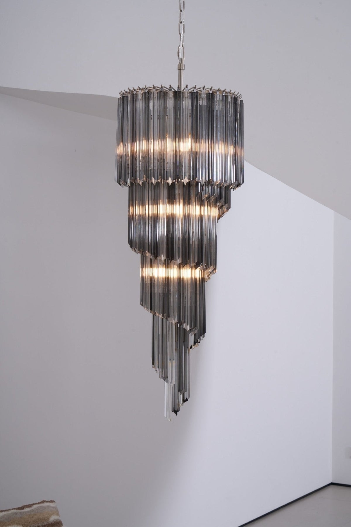 Velarella kroonluchter rookglas spiraal
