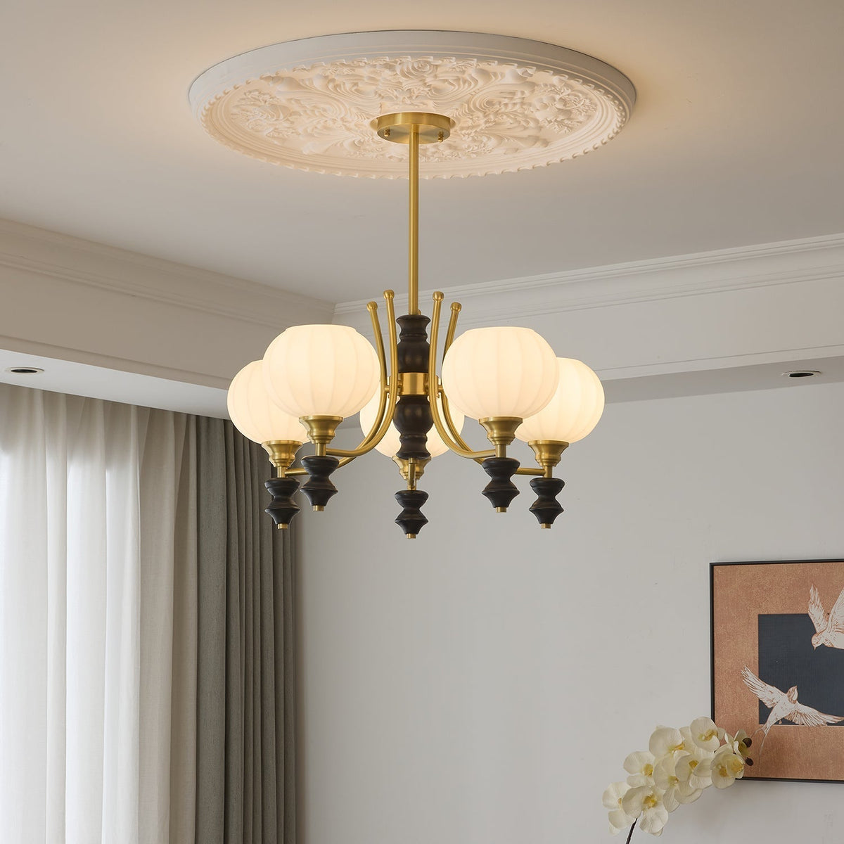 Zavenen Traditionele Elegantie Vintage messing Hout Kroonluchter