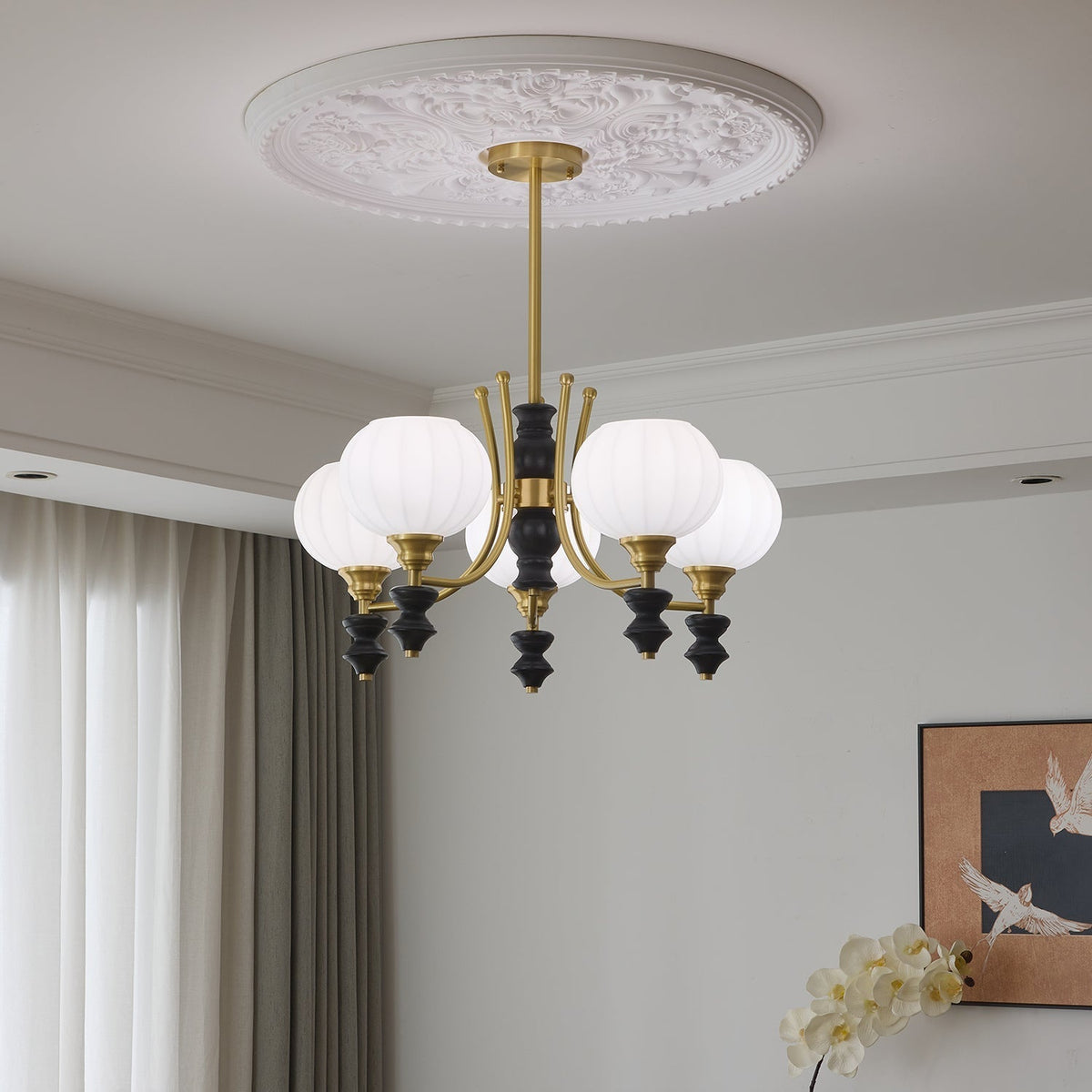Zavenen Traditionele Elegantie Vintage messing Hout Kroonluchter